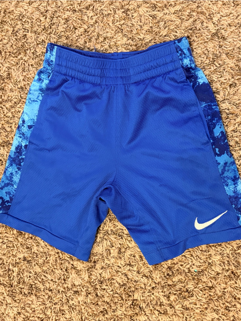 Nike Bright Blue Boys' Athletic Shorts with Blue Camo Side Panels